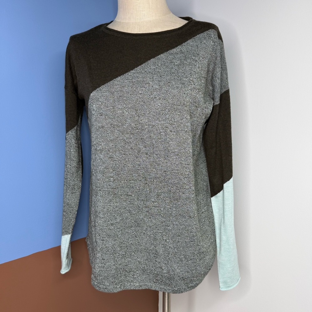 Smartwool Women's Shadow Pine Colorblock Sweater Twilight Blue Heather Medium‎